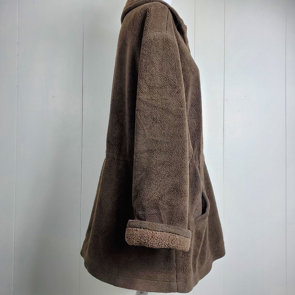 Talbots brown fleece coat size large - Picture 3 of 10